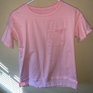 Pink distressed tee